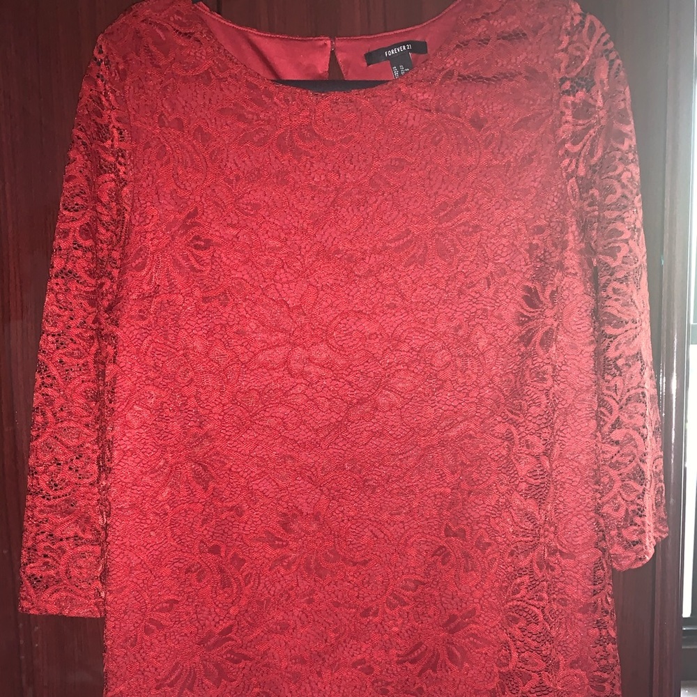 Burgundy Lace Dress 3/4 Sleeve, Forever 21